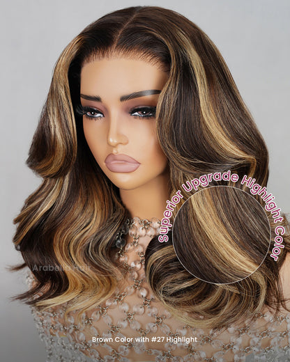 【Limited Design】Highlight Colored Loose Body Wave Natural Black Glueless Pre-Cut 6x5 Lace Double Drawn Human Hair Wig