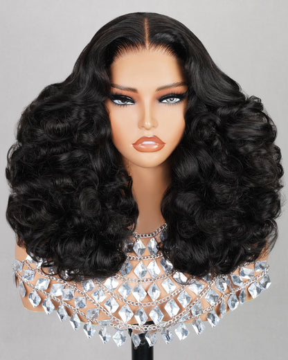 Limited Design Wavy Natural Black Double Drawn 6-inch Deep Lace Human Hair Wigs