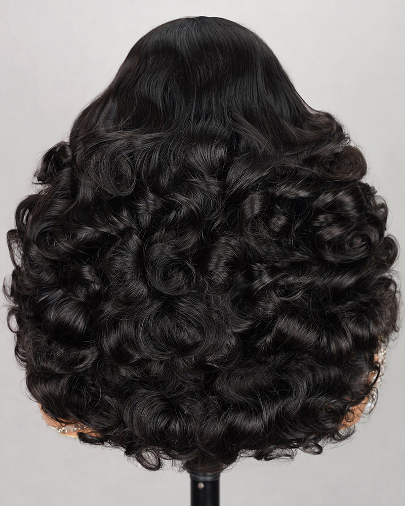 Limited Design Wavy Natural Black Double Drawn 6-inch Deep Lace Human Hair Wigs