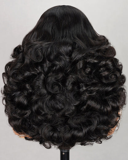 Limited Design Wavy Natural Black Double Drawn 6-inch Deep Lace Human Hair Wigs