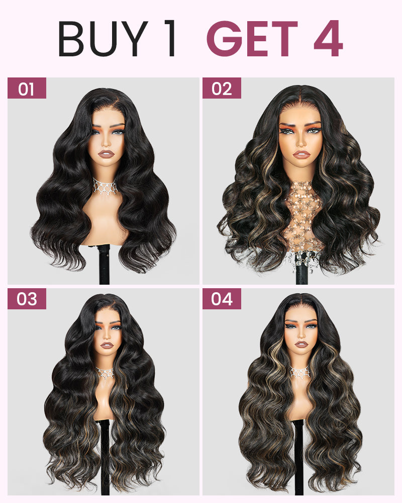ZIP &amp; Mix-All Wigs | Body Wave Natural Black Glueless 6x5 Pre-Cut Lace Wig With Optional Replaceable Tops