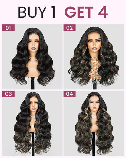 ZIP &amp; Mix-All Wigs | Body Wave Natural Black Glueless 6x5 Pre-Cut Lace Wig With Optional Replaceable Tops