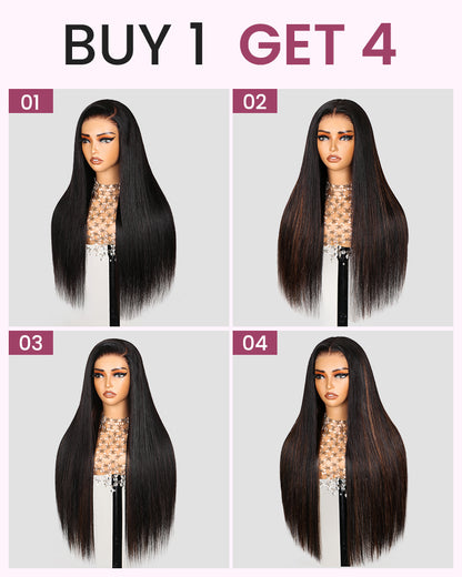 ZIP &amp; Mix-All Wigs | Straight Natural Black Glueless 6x5 Pre-Cut Lace Wig With Optional Replaceable Tops