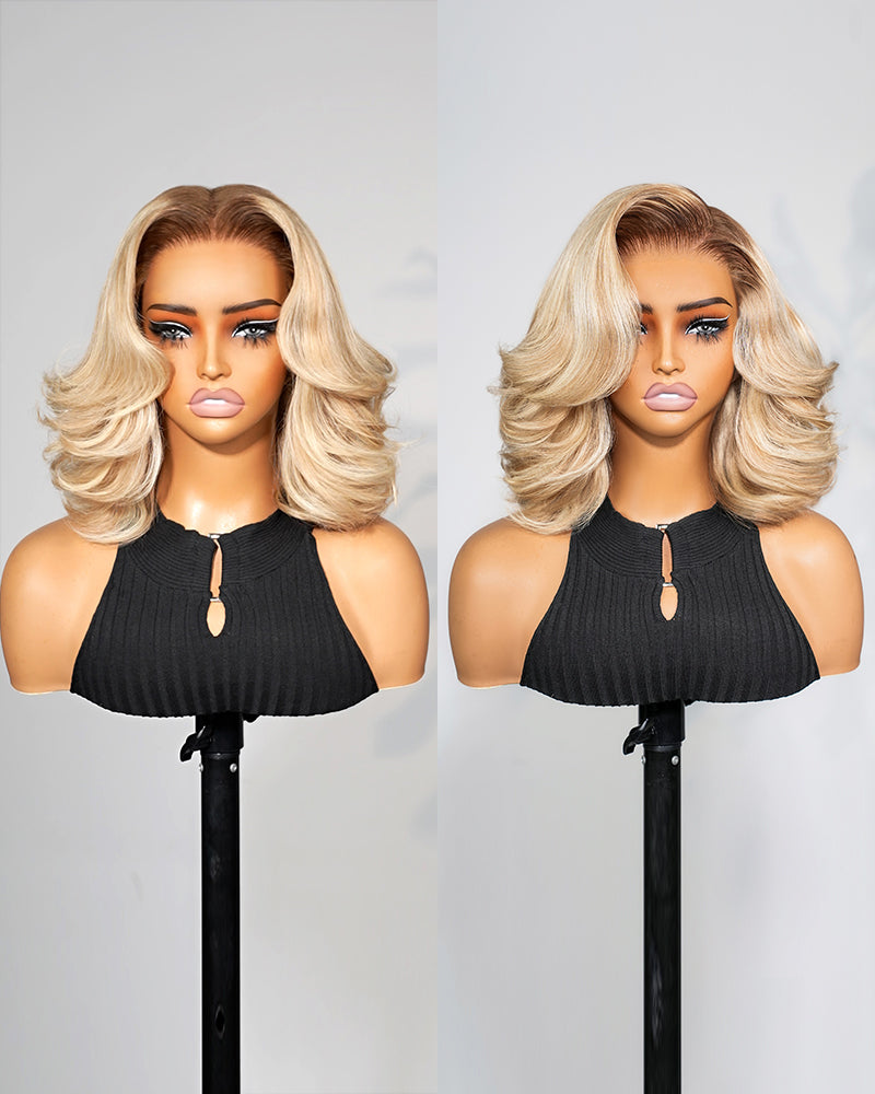 Arabella 6x5 invisible knots Glueless Loose Body Wave Bob Wig Pre-cut Lace Brown Blonde Ombre Beginner Friendly