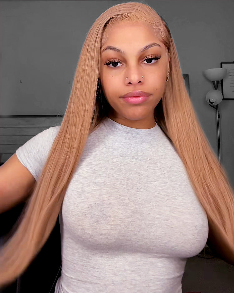 【$299 = 2 WIGS】Arabella 13x6 Three-Go™ Milk Tea Brown Glueless Wig Silky Straight With Drawstring 100% Human Hair Wig