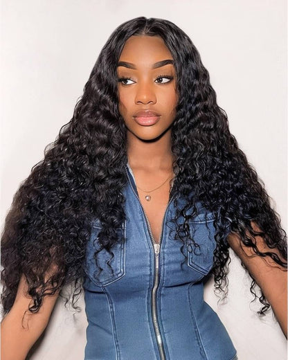 【Bogo Sale】Deep Wave Natural Black Curly Glueless 4x4 Lace Human Hair Wigs