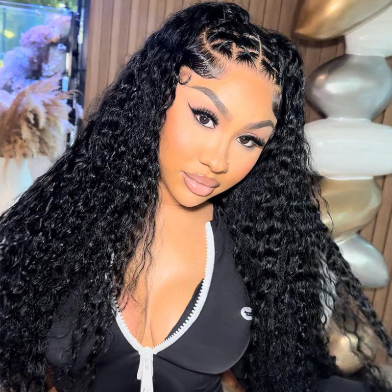 13x4 Glueless Lace Front Jerry Curly Easy-Wear Upgrade HD Lace Natural Black Human Hair Wig Beginner-Friendly