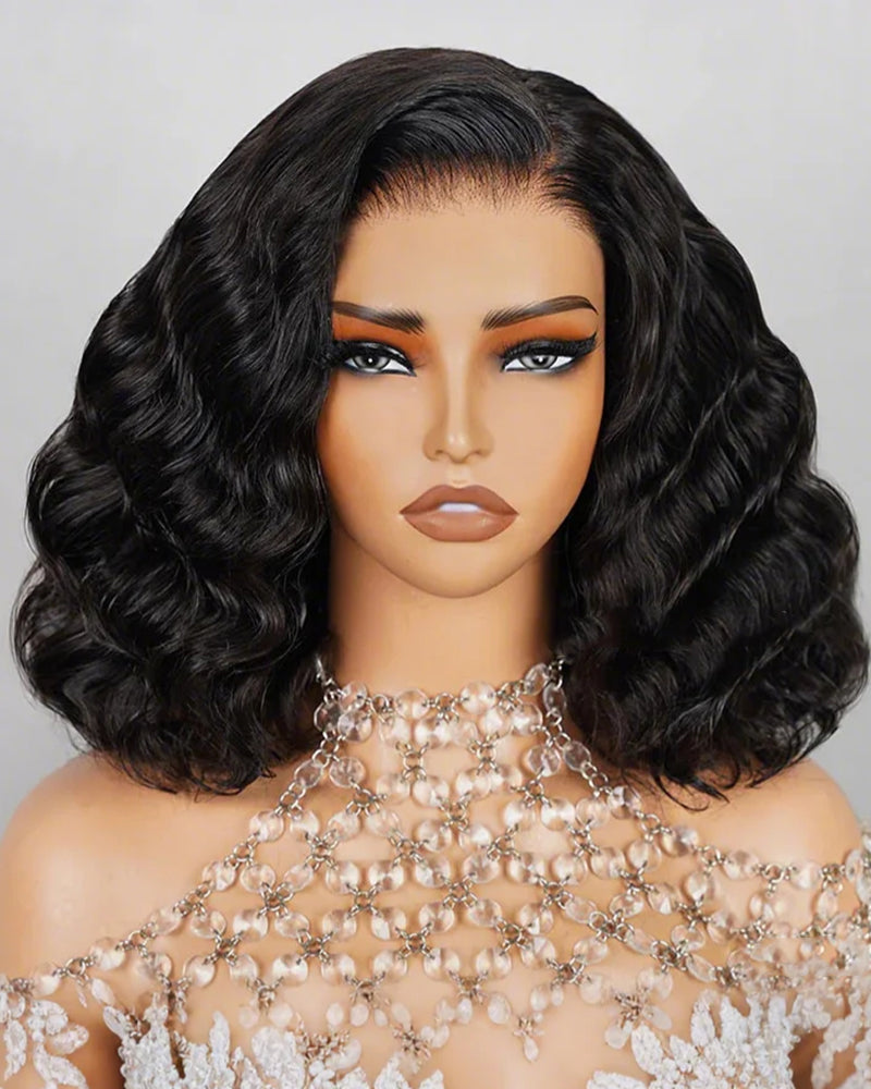 【Bogo Sale】Natural Wave Natural Black Bob Style Glueless 6x5 Lace/13x4 Lace Human Hair Wig