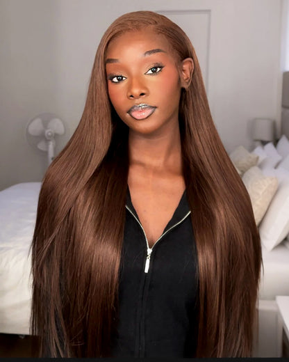 Arabella 13x6 Three-Go™ Chocolate Brown Glueless Wig Silky Straight With Drawstring 100% Human Hair Wig