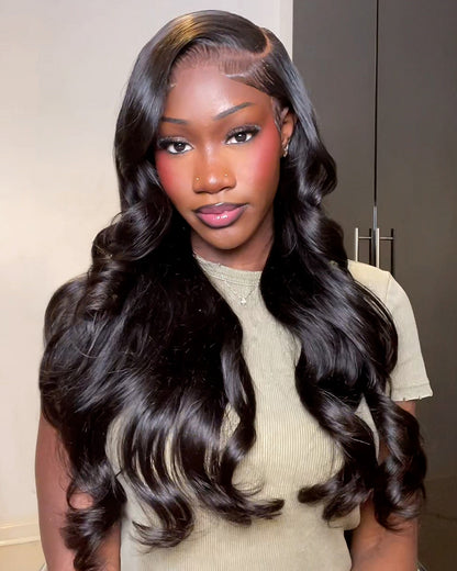 Arabella 13x6 Three-Go™ Glueless Wig Body Wave With Drawstring Natural Black 100% Human Hair Wig