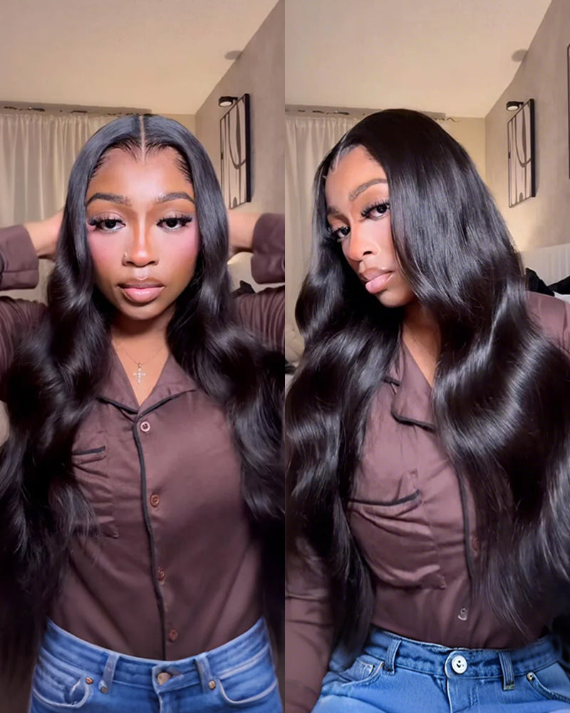 Arabella 13x6 Three-Go™ Glueless Wig Body Wave With Drawstring Natural Black 100% Human Hair Wig