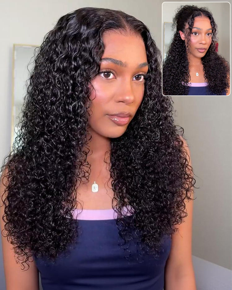 Arabella 13x6 Three-Go™ Glueless Wig Jerry Curly With Drawstring Natural Black 100% Human Hair Wig