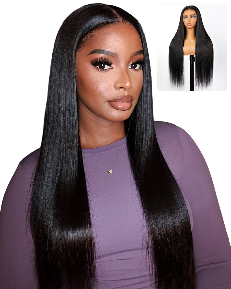 Arabella 13x6 Three-Go™ Glueless Wig Silky Straight With Drawstring Natural Black 100% Human Hair Wig