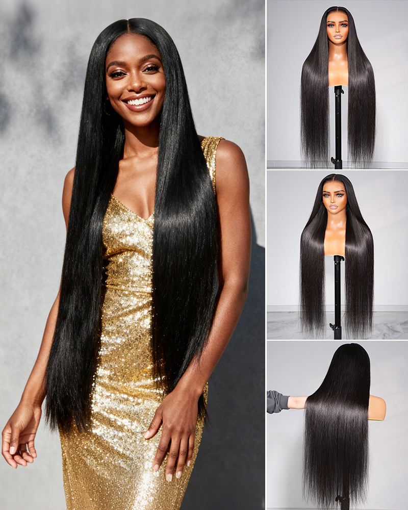 Arabella 13x6 Three-Go™ Glueless Wig 36Inch Super Long Silky Straight With Drawstring Natural Black 100% Human Hair Wig