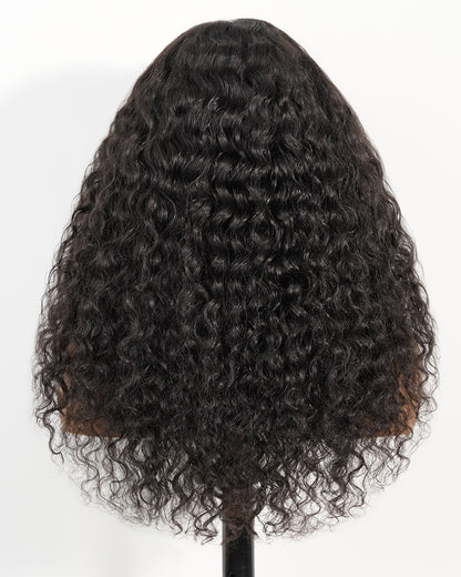 Pure-Luxe™ Water Wave Natural Black Pre-Cut 13x6 Lace Ultra-Dense Glueless Human Hair Wig