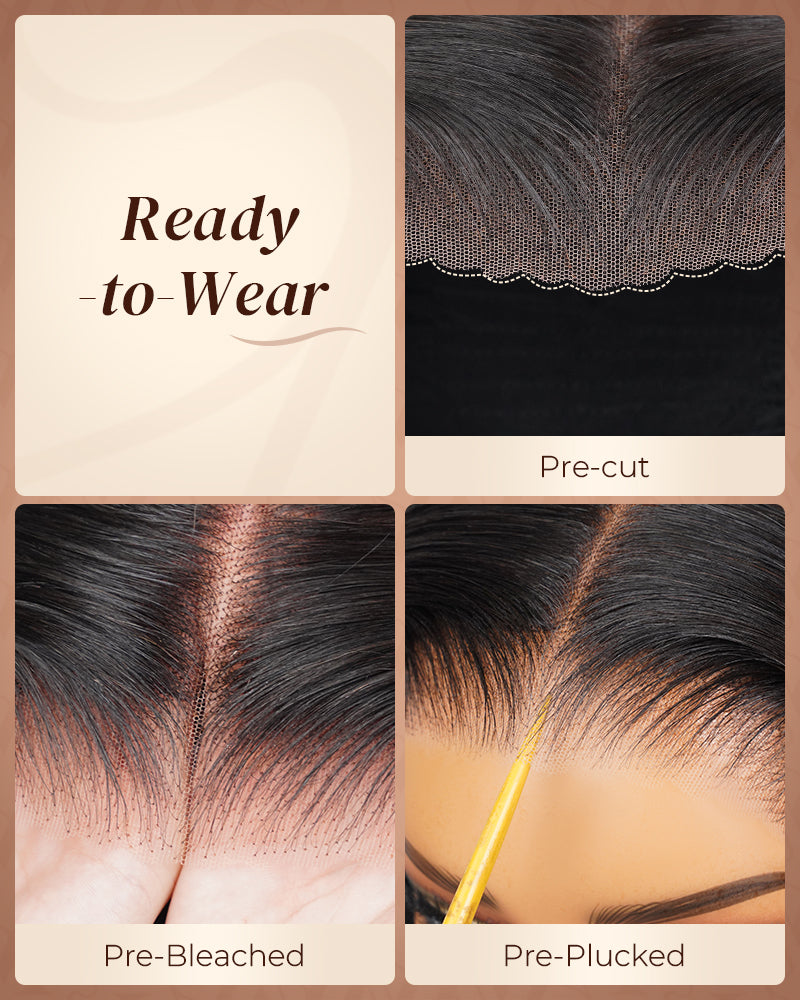 Pure-Luxe™ Dark Brown Colored Water Wave Pre-Cut 13x6 Lace Ultra-Dense Glueless Human Hair Wig