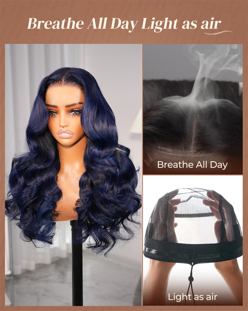 Arabella 13x6 Three-Go™ Midnight Blue Glueless Loose Body Wave With Drawstring 100% Human Hair Wig