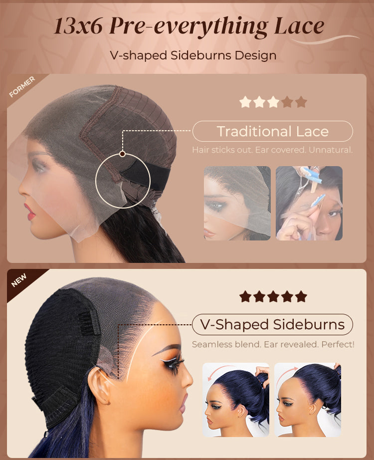 Midnight Blue 100% Human Hair Wig, 13x6 Glueless Lace Front | Arabella