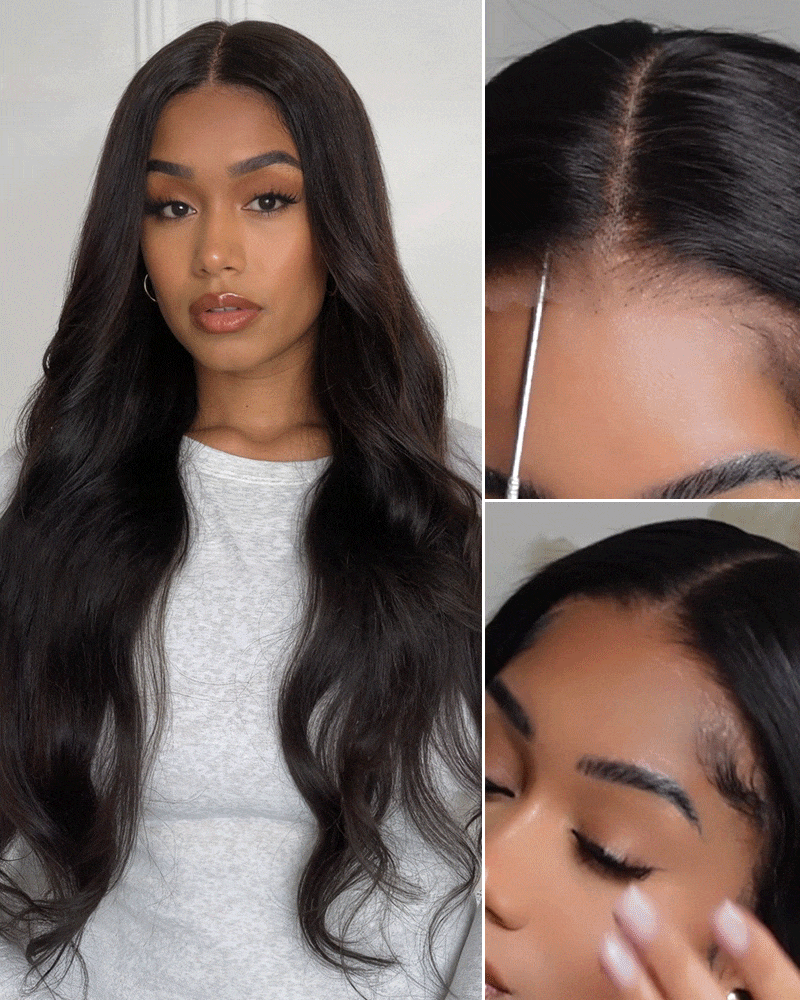 Arabella 13x6 Three-Go™ Glueless Wig Body Wave With Drawstring Natural Black 100% Human Hair Wig