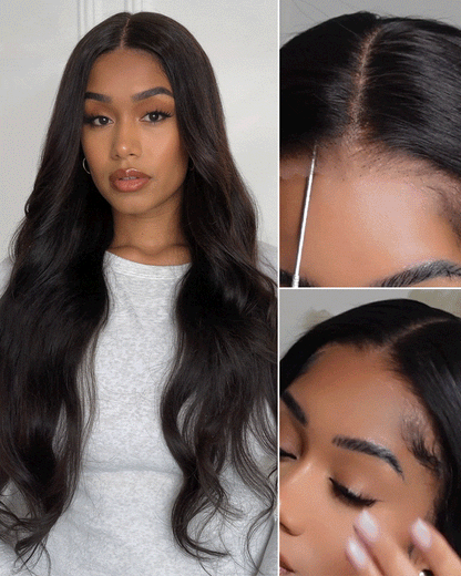 Arabella 13x6 Three-Go™ Glueless Wig Body Wave With Drawstring Natural Black 100% Human Hair Wig