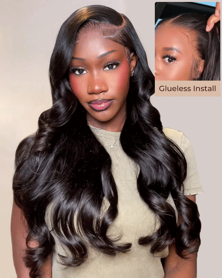 Arabella 13x6 Three-Go™ Glueless Wig Body Wave With Drawstring Natural Black 100% Human Hair Wig