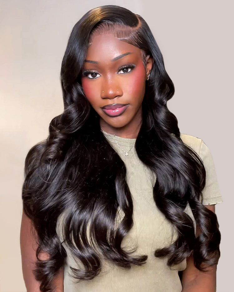 Arabella 13x6 Three-Go™ Glueless Wig Body Wave With Drawstring Natural Black 100% Human Hair Wig