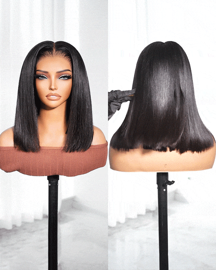Arabella 13x6 Three-Go™ Glueless Straight Bob Invisible Knots Natural Black Beginner Friendly