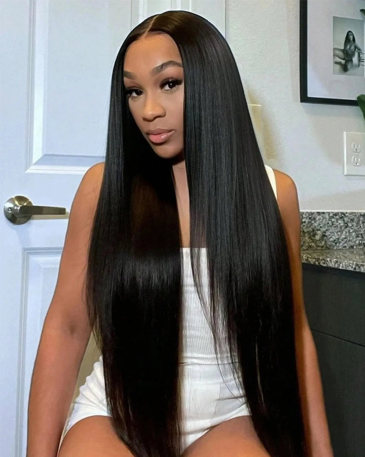 Arabella 13x6 Three-Go™ Glueless Wig 36Inch Super Long Silky Straight With Drawstring Natural Black 100% Human Hair Wig
