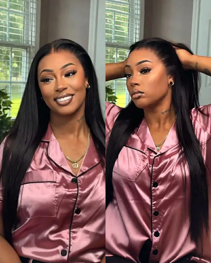 Arabella 13x6 Three-Go™ Glueless Extra Long Wig Silky Straight With Drawstring Natural Black 100% Human Hair Wig