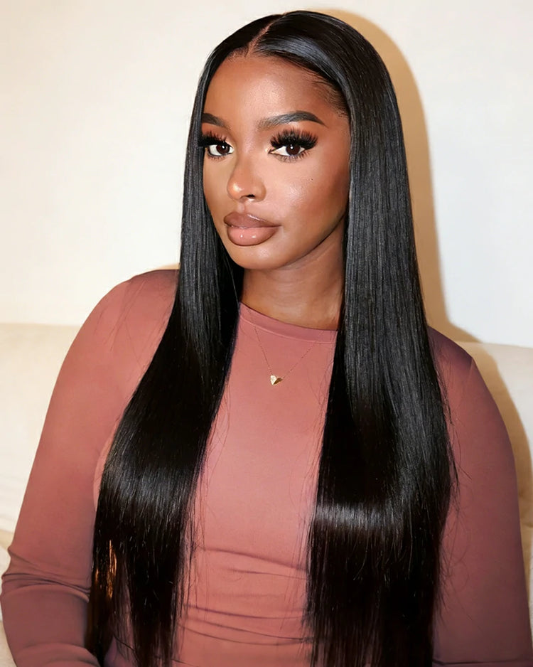 Arabella 13x6 Three-Go™ Glueless Wig 36Inch Super Long Silky Straight With Drawstring Natural Black 100% Human Hair Wig