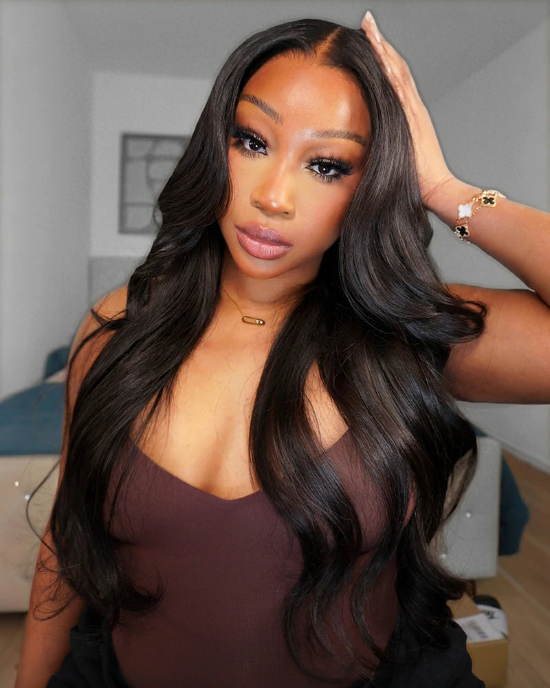 Arabella 13x6 Three-Go™ Glueless Extra Long Wig Body Wave With Drawstring Natural Black 100% Human Hair Wig