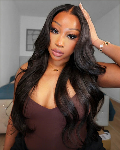Arabella 13x6 Three-Go™ Glueless Extra Long Wig Body Wave With Drawstring Natural Black 100% Human Hair Wig