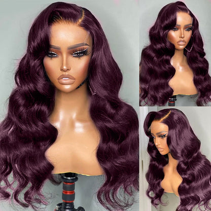 30&quot; 13x4 Lace Front New Arrival Dark Purple Plum Color Wigs Straight/Body Wave Wigs Human Hair Wigs Preplucked