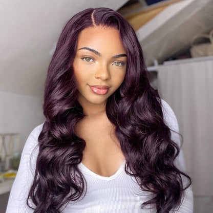 30&quot; 13x4 Lace Front New Arrival Dark Purple Plum Color Wigs Straight/Body Wave Wigs Human Hair Wigs Preplucked