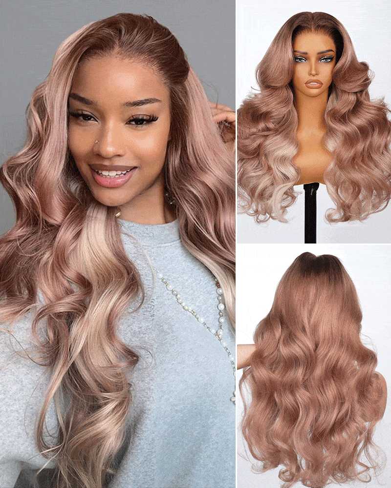 Arabella 13x6 Three-Go™ Ombre Strawberry Blonde Glueless Wig Loose Body Wave With Drawstring 100% Human Hair Wig