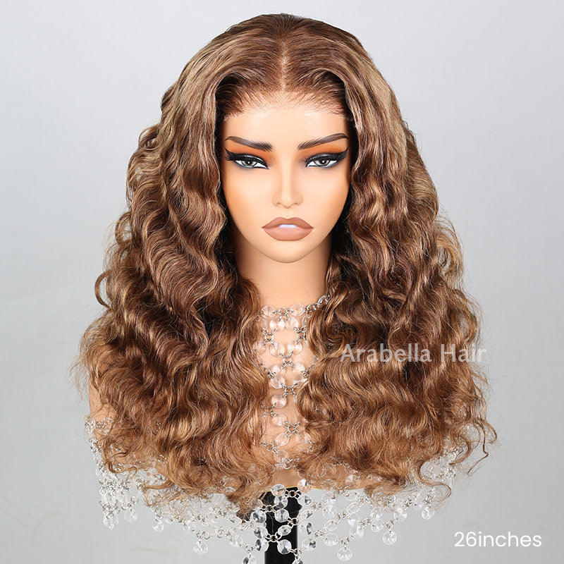 13x4 Lace Frontal Piano Highlight Color New Upgraded Body Wave Pre-Plucked Human Hair Wig Free Part