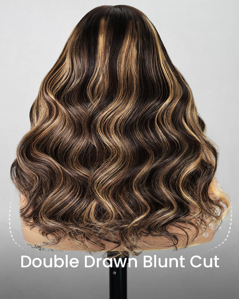 【Limited Design】Highlight Colored Loose Body Wave Natural Black Glueless Pre-Cut 6x5 Lace Double Drawn Human Hair Wig