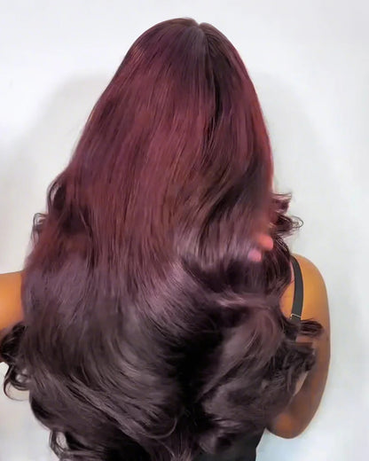 Ombre Plum Color Loose Body Wave Glueless 6x5 Pre-Cut Lace Human Hair Wig