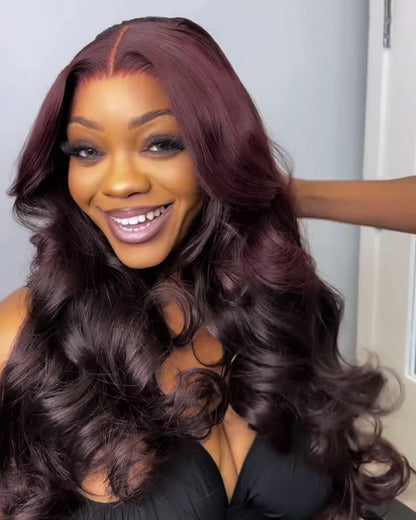 Ombre Plum Color Loose Body Wave Glueless 6x5 Pre-Cut Lace Human Hair Wig