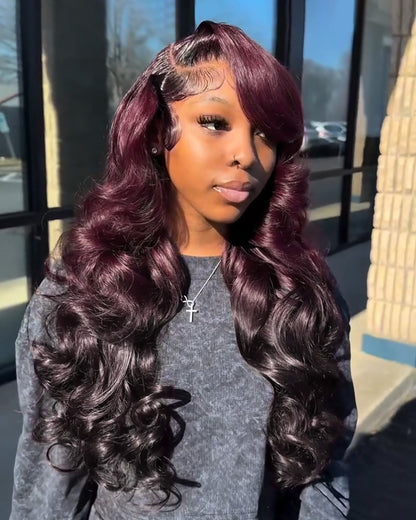 Ombre Plum Color Loose Body Wave Glueless 6x5 Pre-Cut Lace Human Hair Wig