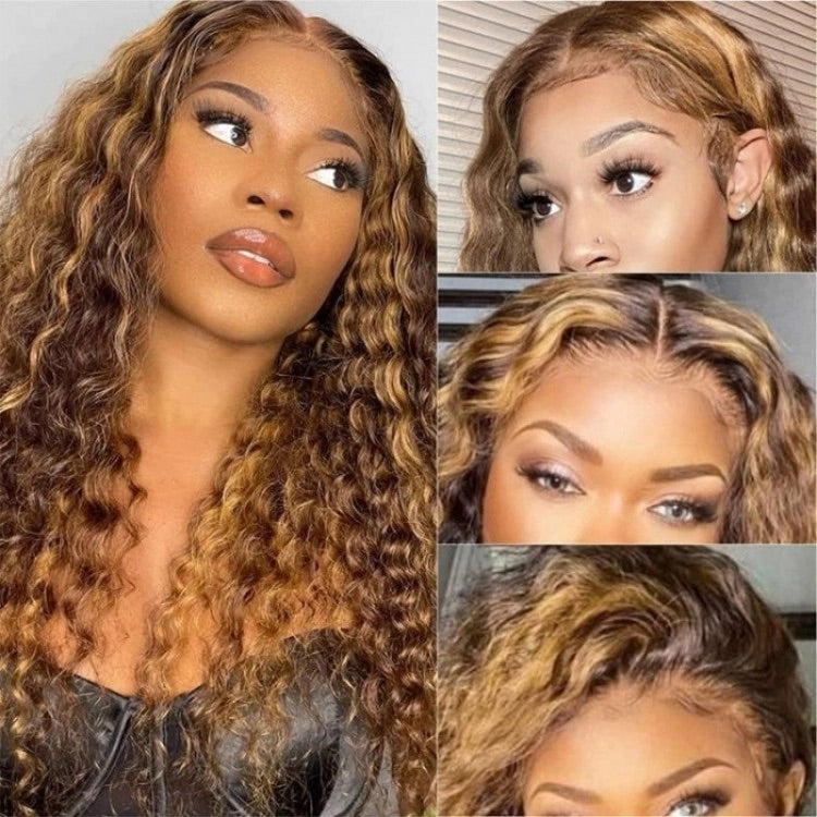 13x4 HD Lace Piano Color Water Wave  Frontal Wig Long Length 