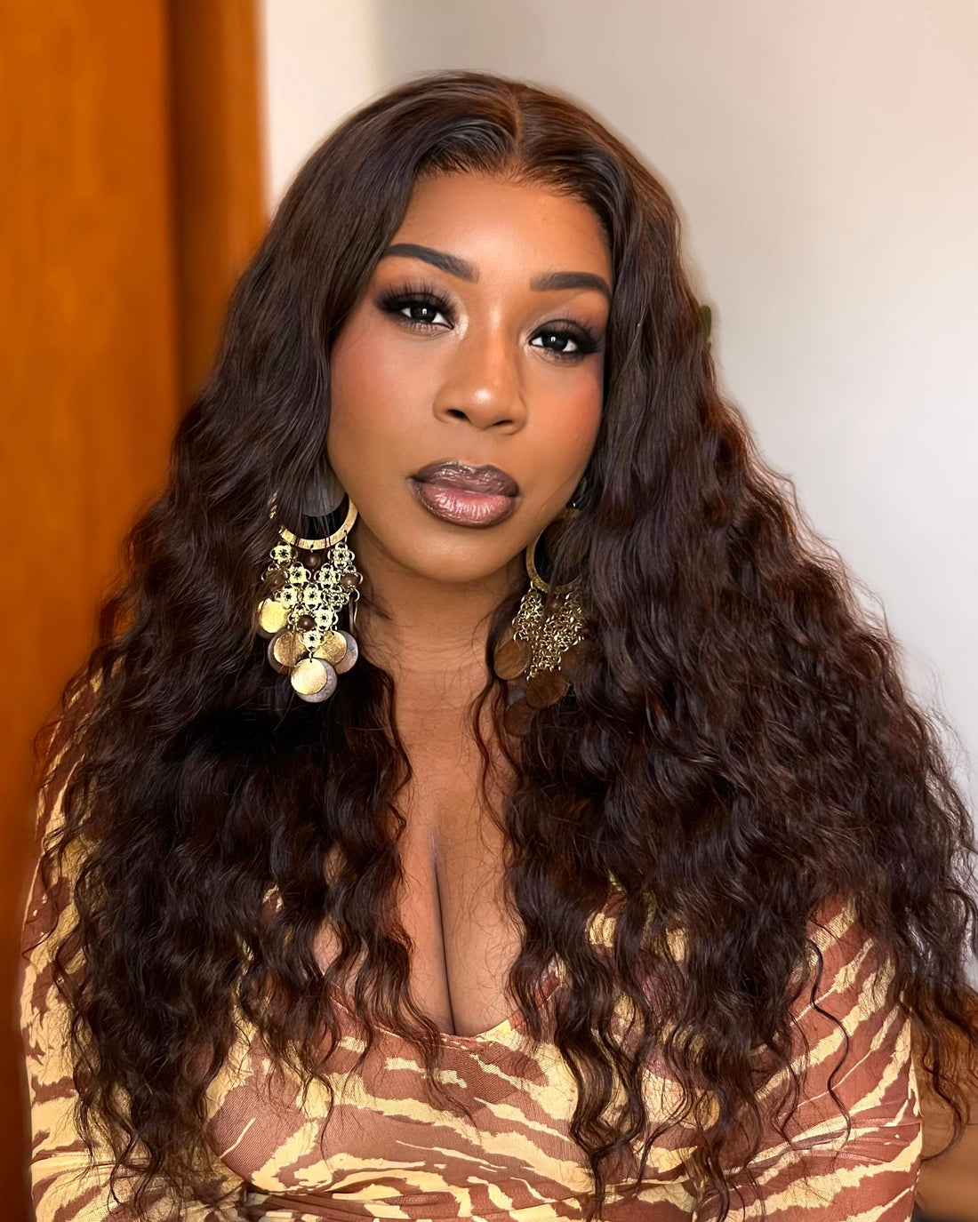 Pure-Luxe™ Soft Curls Dark Brown Colored Easy Wear Glueless 13x6 Ultra-Dense Human Hair Wig Pre-Cut Lace