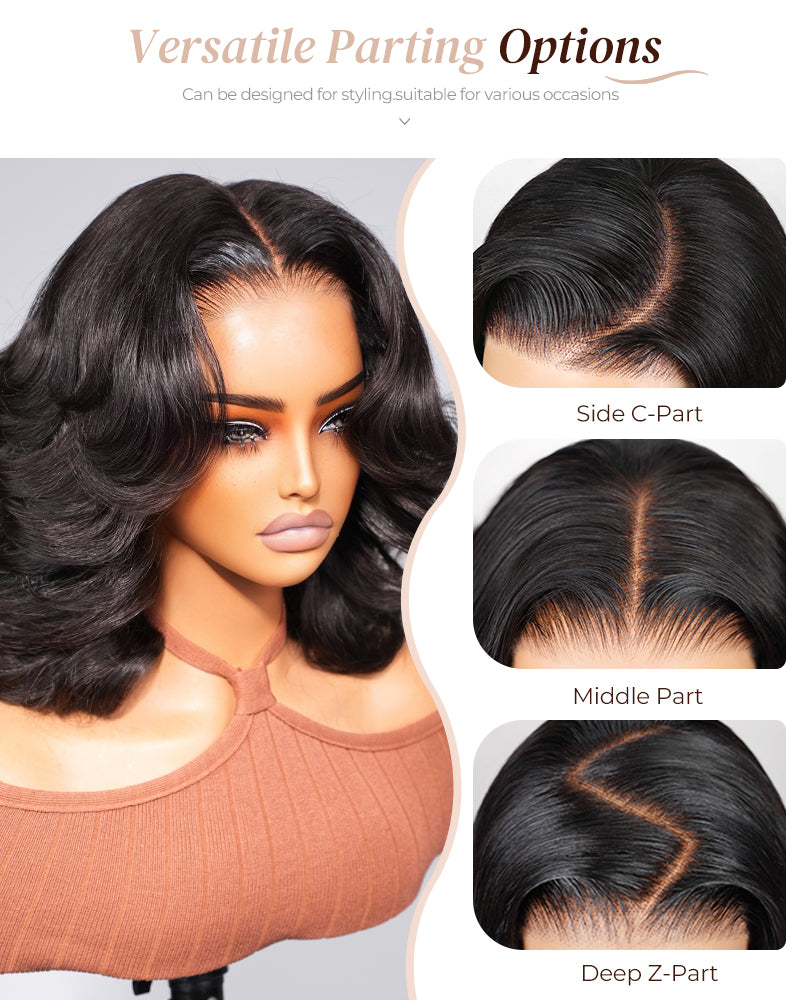 6x5 lace wig and 13x4 lace frontal human hair wig with free part, wear it side part or middle part for versatile styling