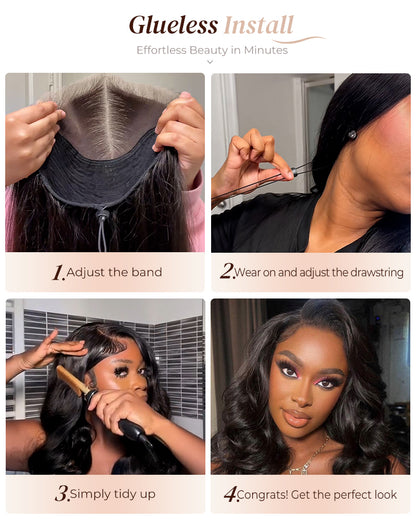 Arabella 6x5 Invisible Knots Glueless Lace Deep Wave Wig Pre-cut Lace Natural Black Beginner Friendly