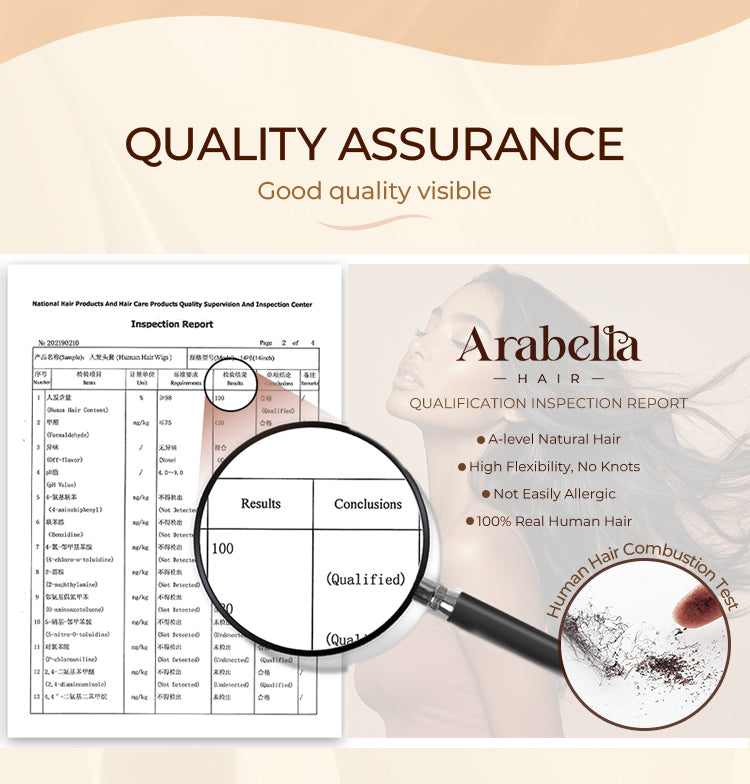 Arabella hair quality assurance: premium 100% human hair wig