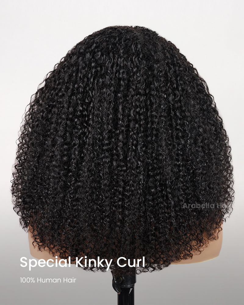 3 In 1 Half Wig | Special Jerry Curl Natural Black With Drawstring Cap No Glue Needed Human Hair Wigs