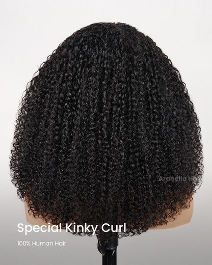 3 In 1 Half Wig | Special Jerry Curl Natural Black With Drawstring Cap No Glue Needed Human Hair Wigs