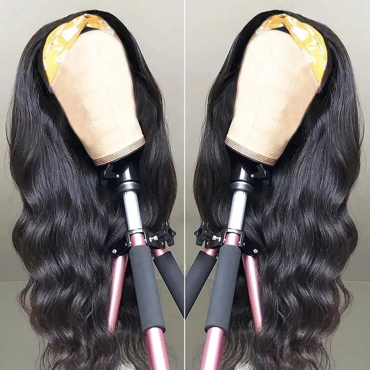 Headband Body Wave Natural Black Glueless Human Hair Wig