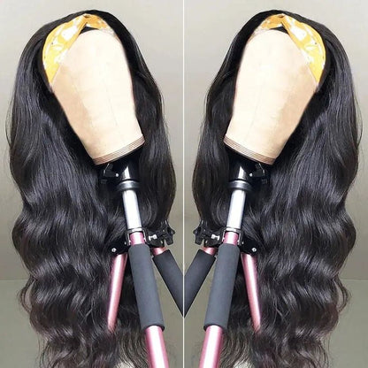 Headband Body Wave Natural Black Glueless Human Hair Wig