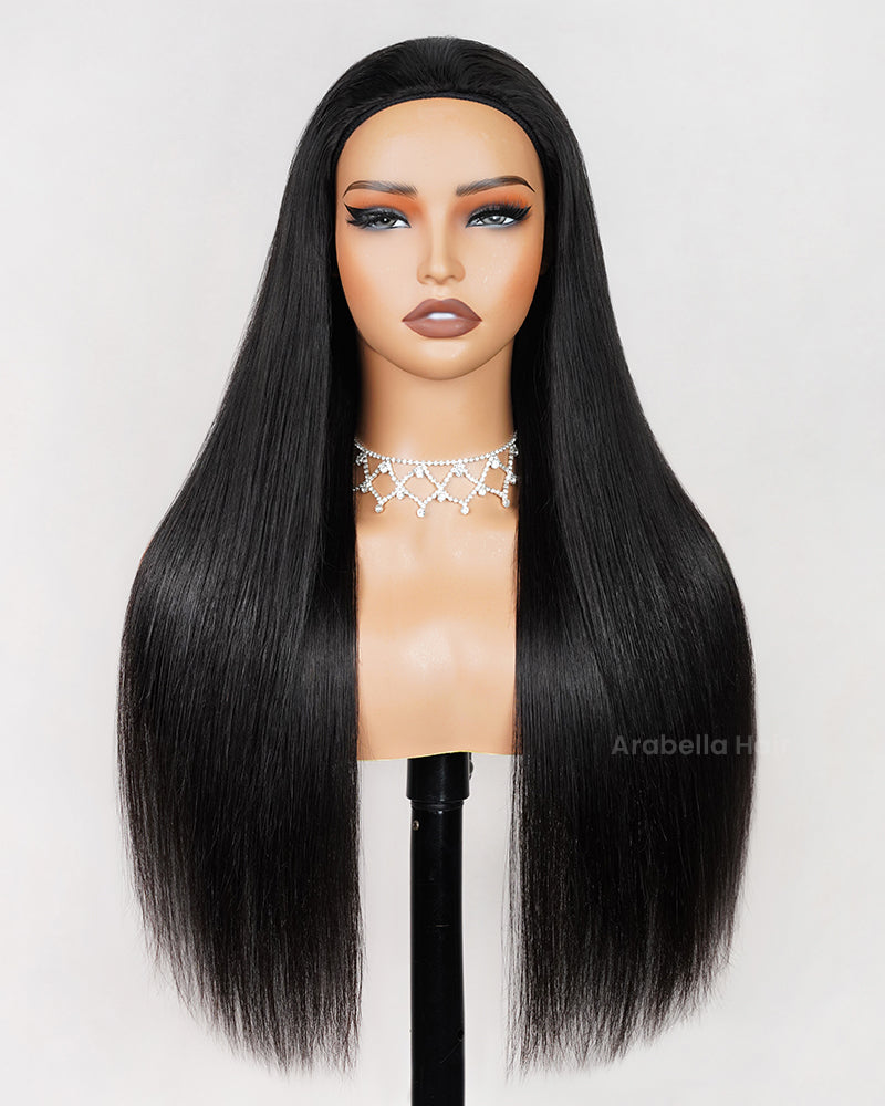 3 In 1 Half Wig | Silky Straight Natural Black Half Wig Beginner-Friendly Human Hair Wigs